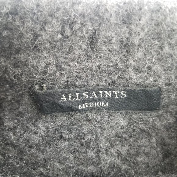 AllSaints Grey Wool Blend Crop Sweater Women’s Chic Cropped Knit Top Size XS-S - Picture 5 of 8